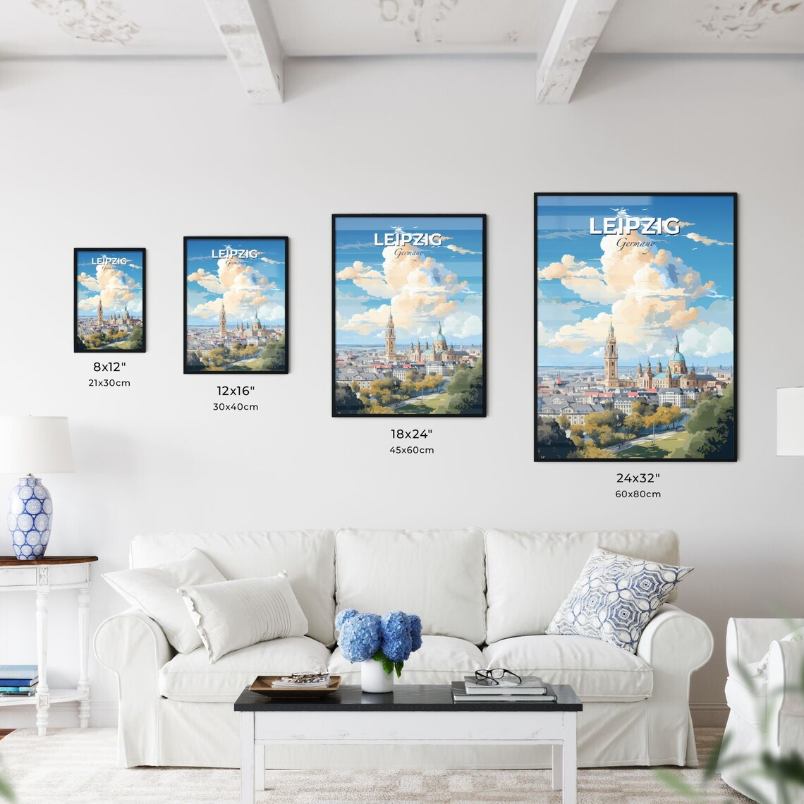 Leipzig Germany Travel Poster Historic Towers Cathedral Skyline Illustration - Image 3