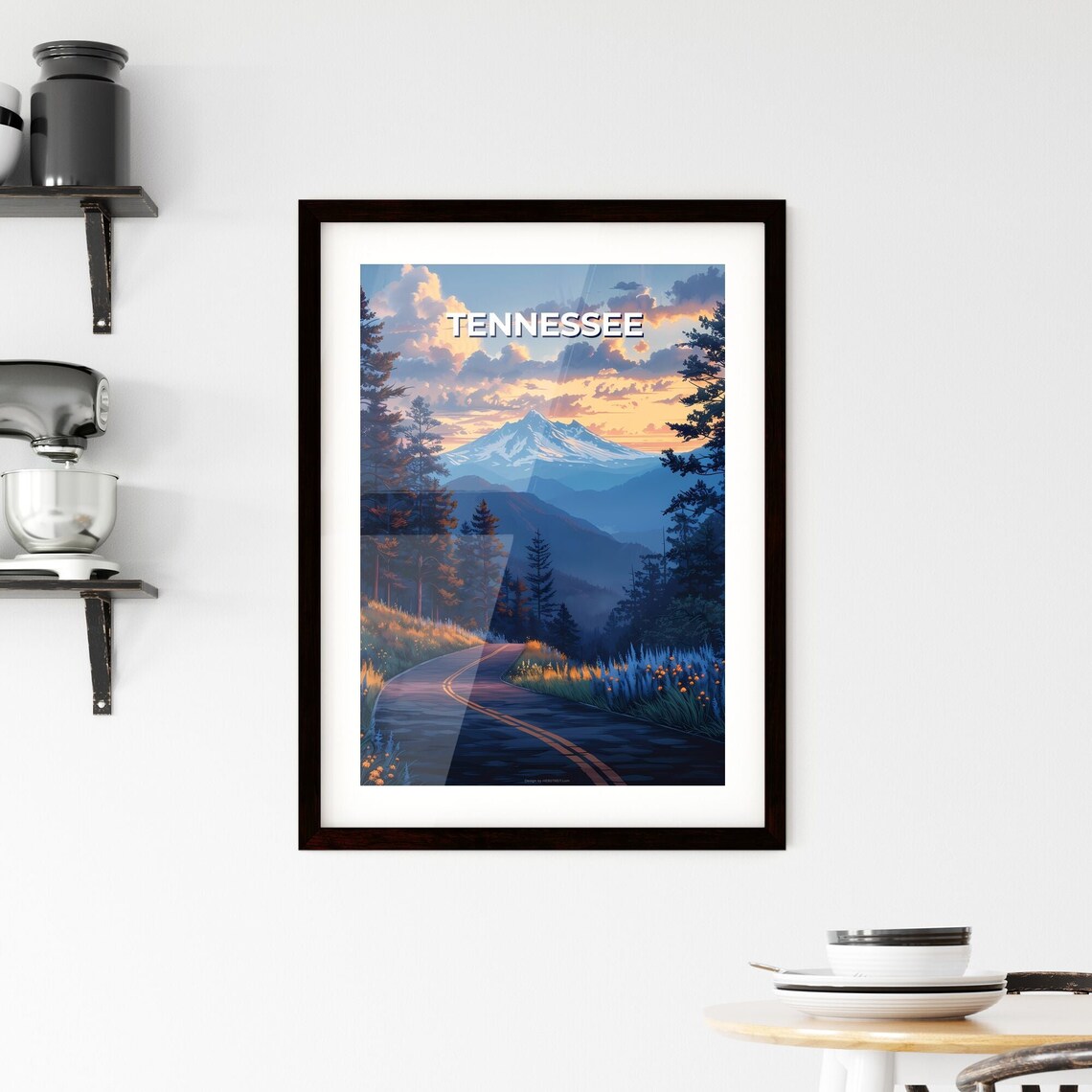 Tennessee Snowy Mountain Peak Sunset Road Vintage Travel Poster Art - Image 2