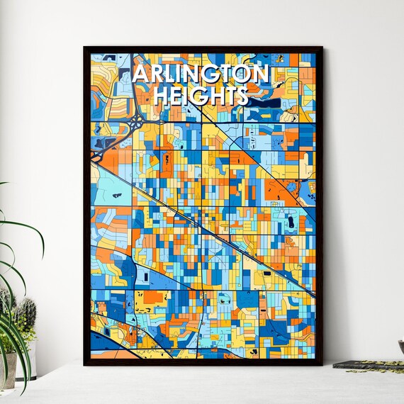 Arlington Heights Illinois Colorful Geometric City Street Map Poster