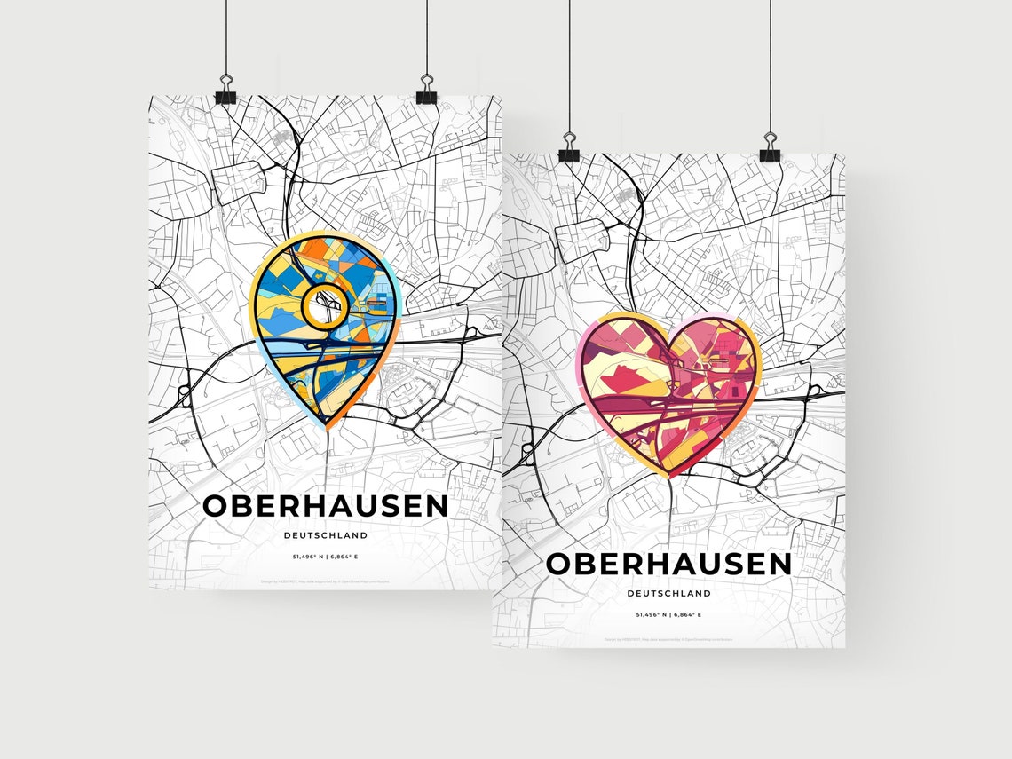 Oberhausen Germany Where It All Began Heart Map Coordinates Poster - Image 2