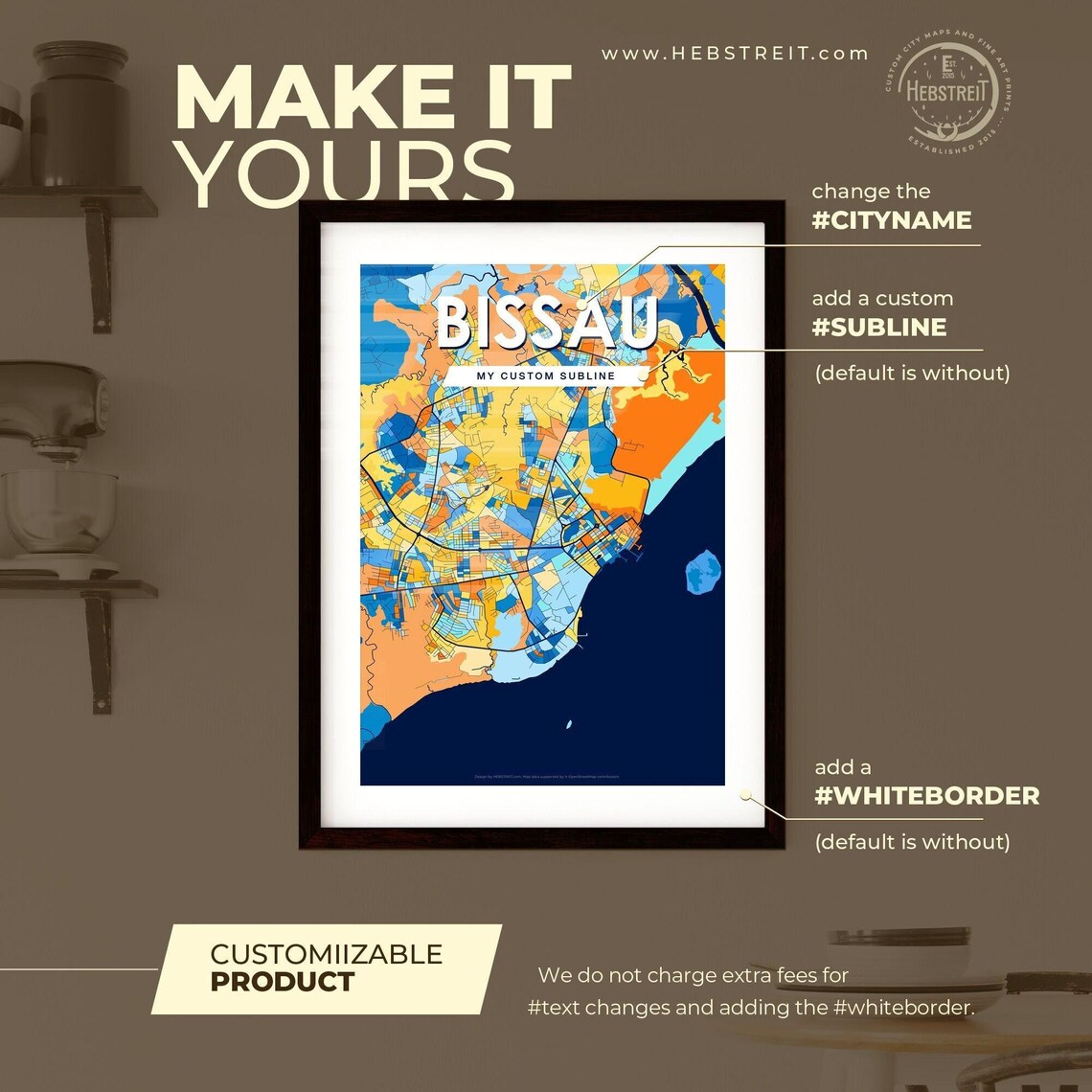Bissau Guinea-Bissau Colorful City Street Map Blue Poster Art - Image 2