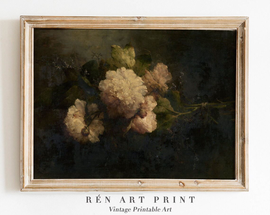 Moody Flower Painting Vintage Floral Art Print