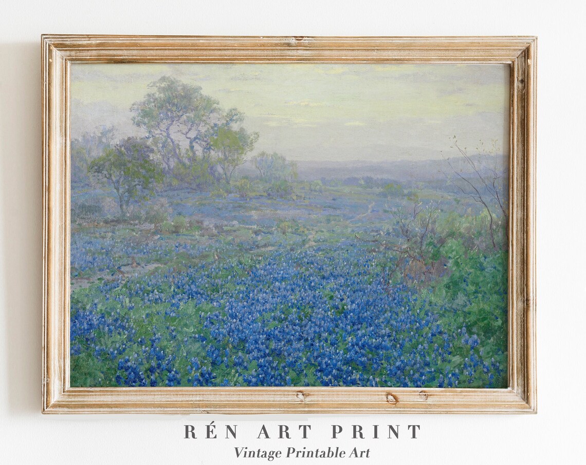 Vintage Spring Landscape Wildflower Field Art Print