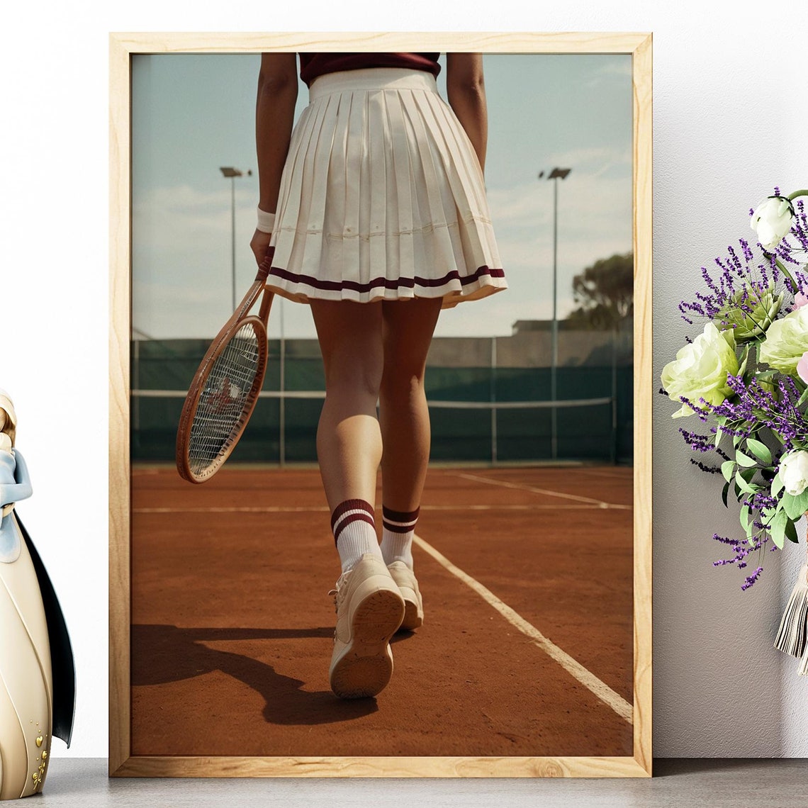 Tennis Girl Wall Art Trendy Art Prints Tennis Poster Retro Wall Art Tennis Court Print Sports Prints Girly Wall Art Print