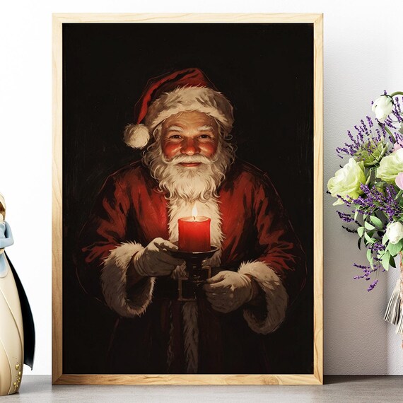 Santa Claus Wall Art Trendy Art Prints Christmas Wall Decor Retro Wall Art Moody Santa Print Vintage Christmas Decor Print