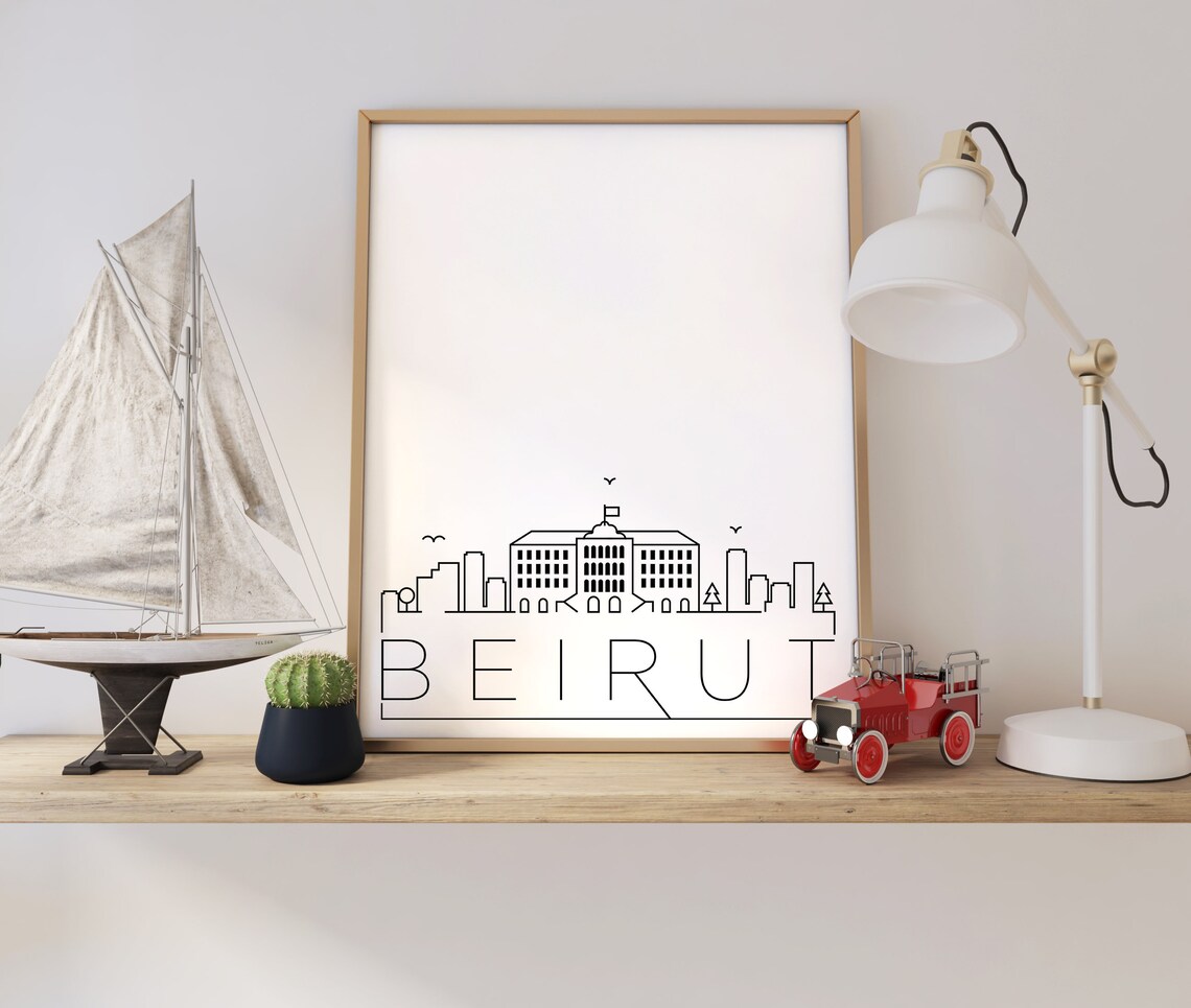 Beirut Skyline Art Print, Black and White Lebanon - Image 2