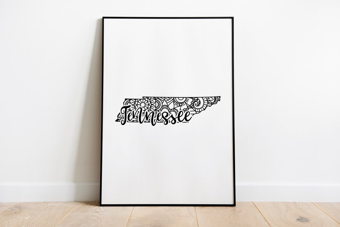 Tennessee Mandala State Map Zentangle Outline Minimalist Wall Art - Image 2