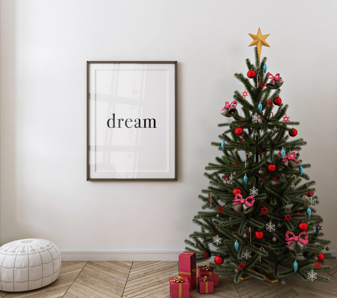 Dream Minimalist Black White Word Print Simple Modern Home Decor - Image 2