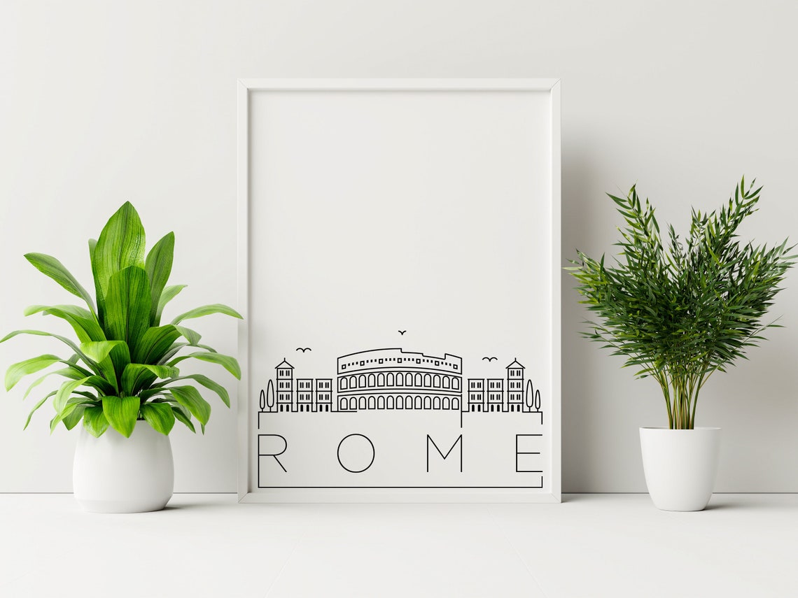 Rome Italy Colosseum Ancient Minimalist Skyline Line Art Poster - Image 3