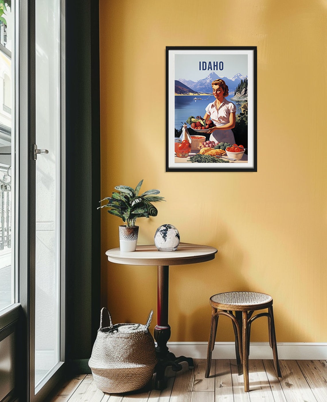 Idaho Retro Harvest Lakeside Mountains Pin Up Style Travel Poster - Image 2