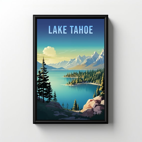 Lake Tahoe Vintage Poster Lake Tahoe Wall Art Lake Tahoe Retro Artwork Lake Tahoe Gift Poster
