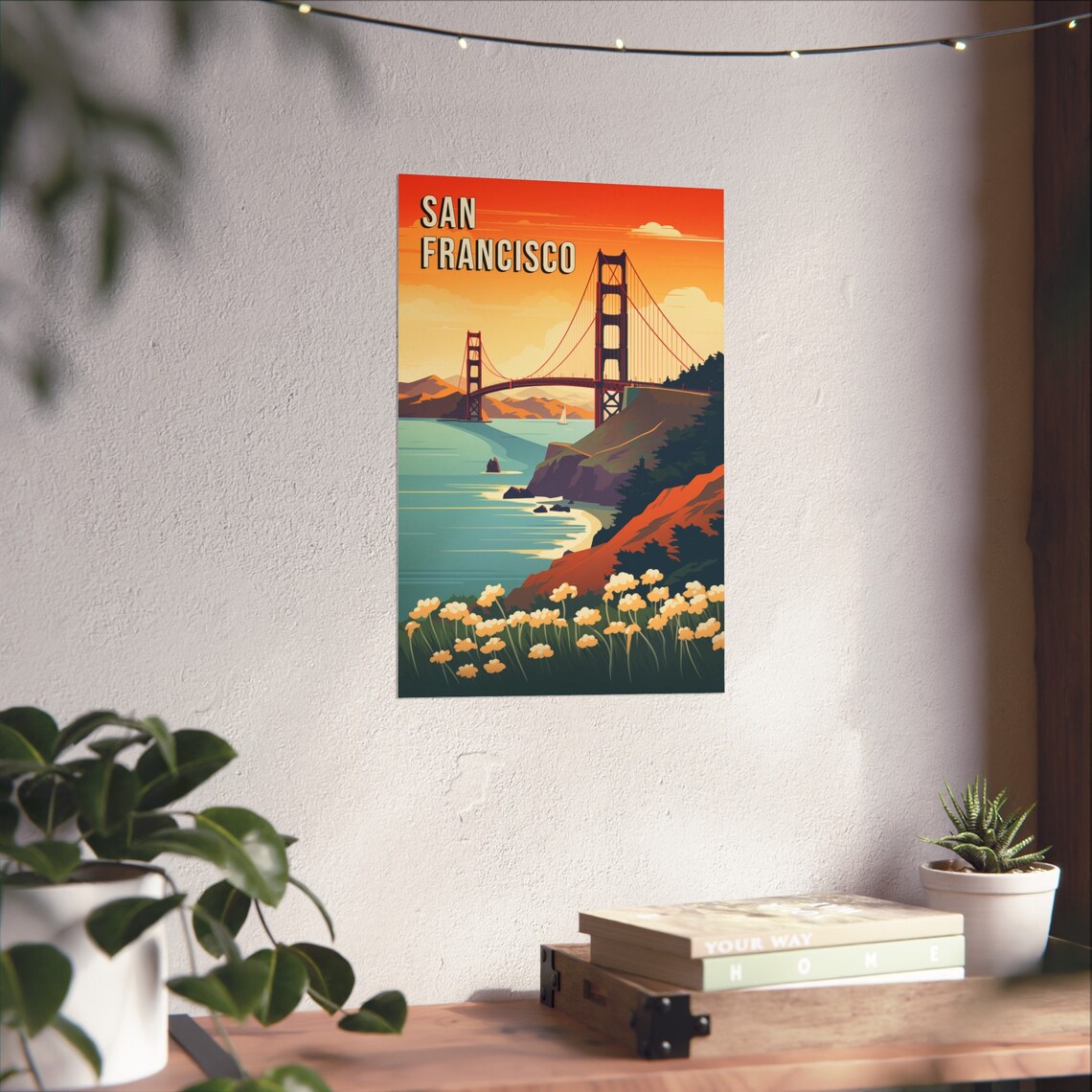 San Francisco Golden Gate Sunset Bridge Retro Ocean View Travel Poster - Image 2