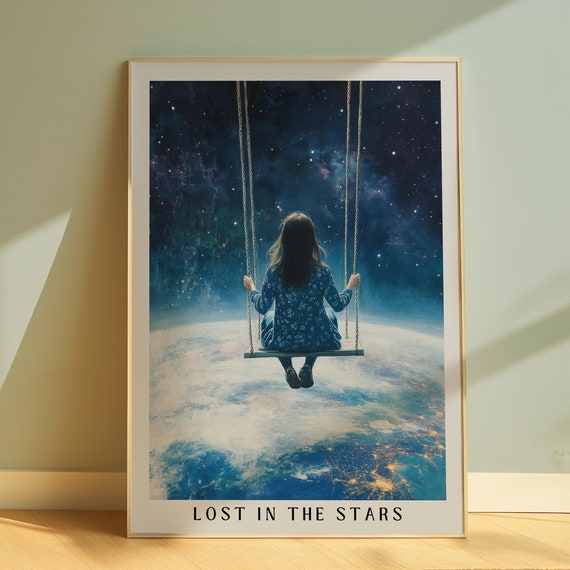 Dreamy Surreal Space Poster, Retro Cosmos Art Print