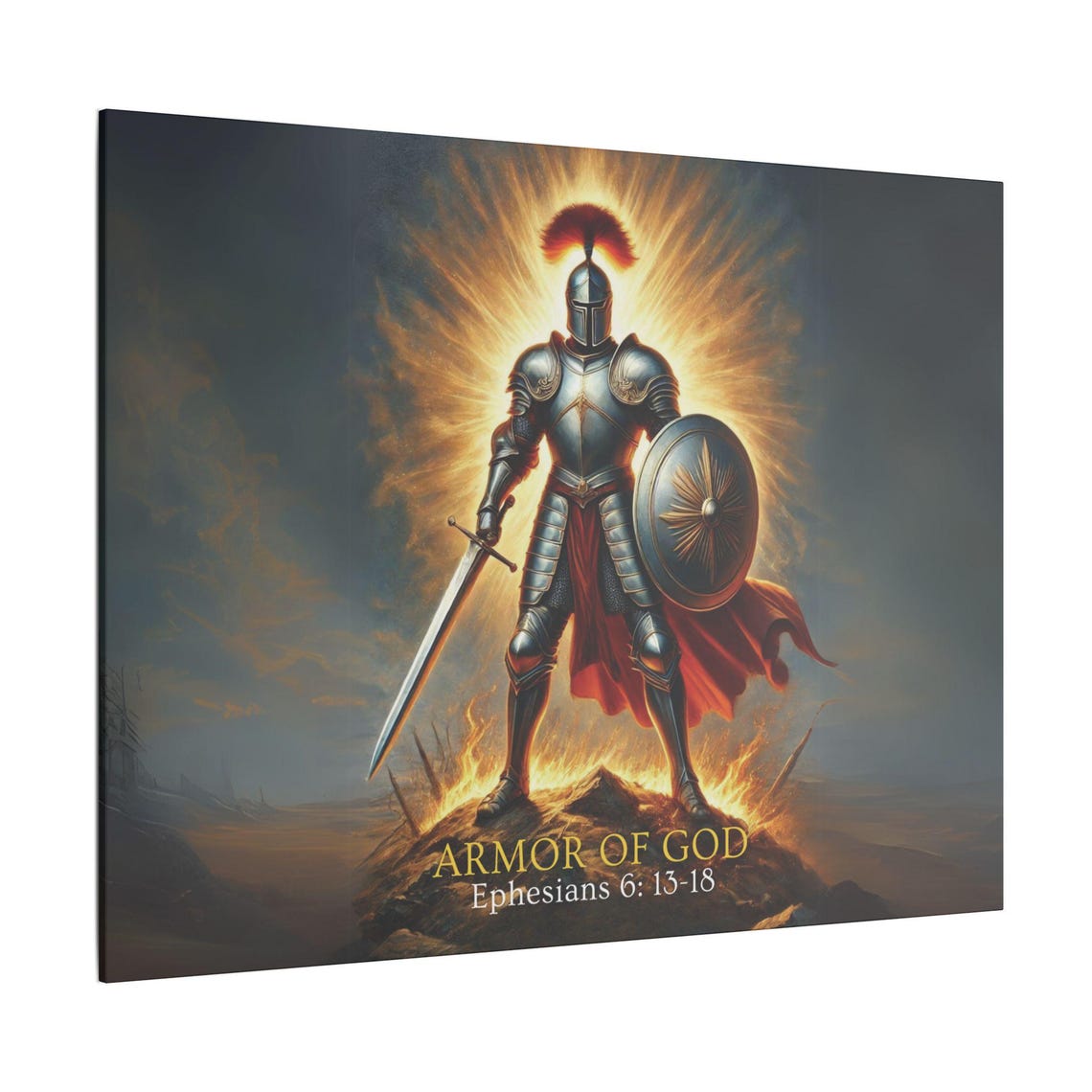 Fiery Knight In Armor Of God Ephesians 6:13-18 Warrior Poster - Image 4