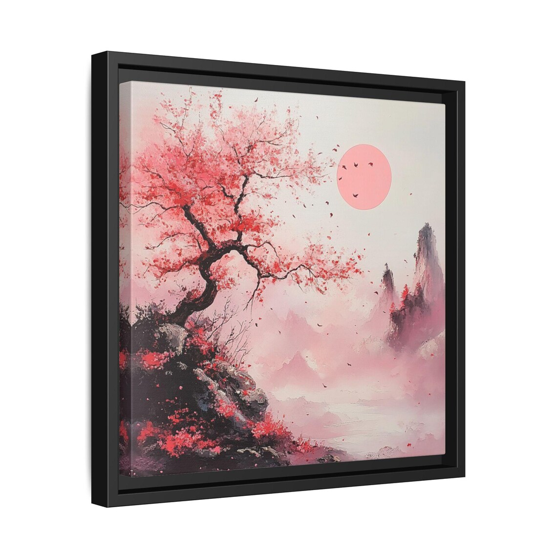 Serene Pink Landscape Japandi Romantic Decor - Image 2