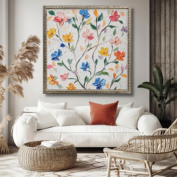 Colorful Textured Floral Painting Modern Botanical Flower Print