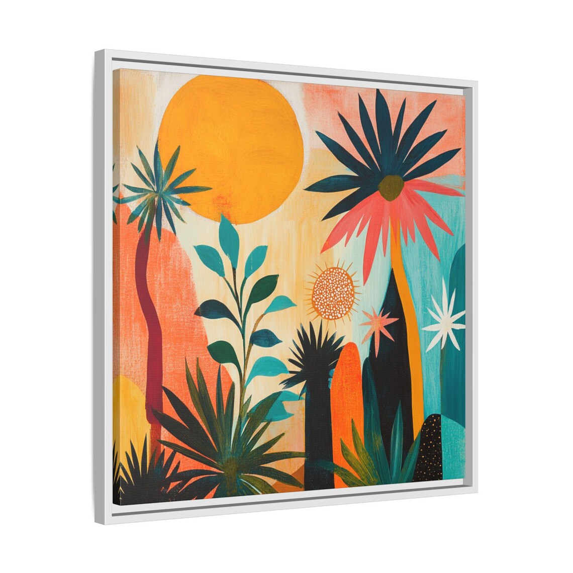 Mid Century Boho Botanical Floral Abstract Painting - Image 4
