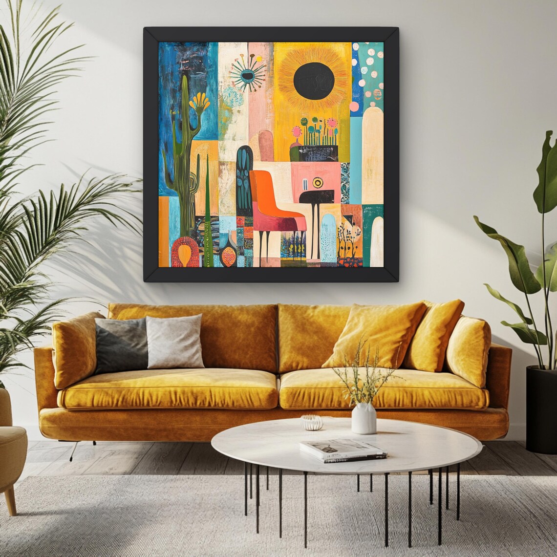 Mid Century Boho Abstract Painting, Gift for Art Lover