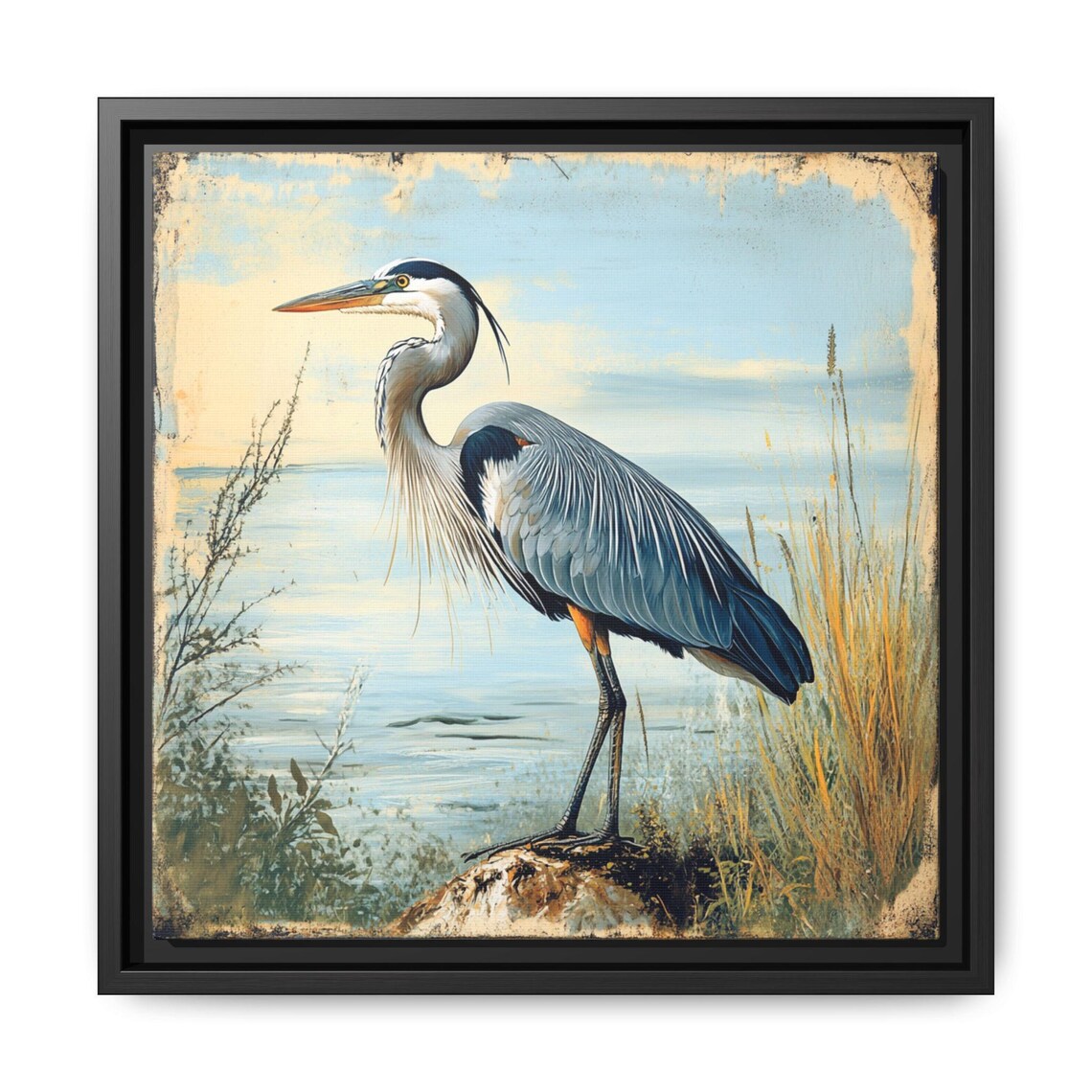 Blue Heron Vintage Style Art Print, Art Nouveau - Image 4