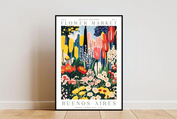 Buenos Aires Flower Market Poster Buenos Aires Poster Flower Market Print Flower Wall Art Botanical Poster Floral Wall Art Pink Poster