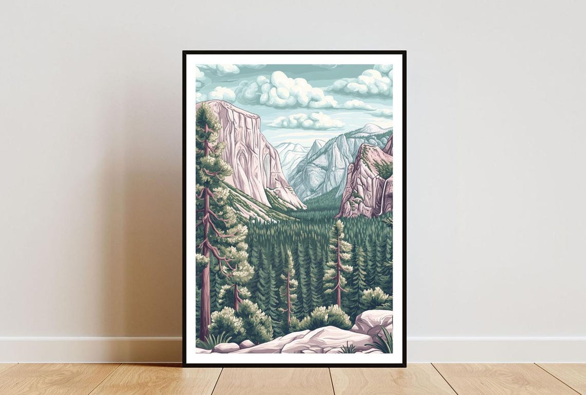 Yosemite Poster Yosemite Print America Wall Art Usa Print Yosemite Usa Art California Poster California Print United States Wall Art
