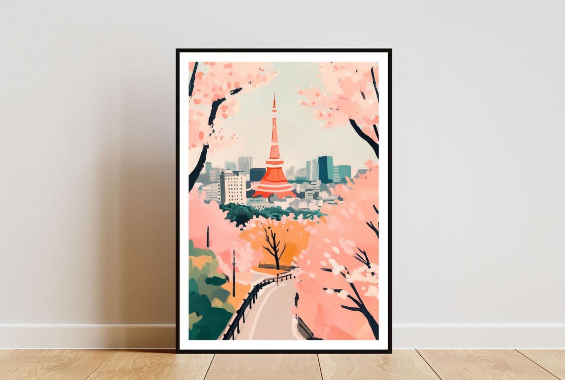 Tokyo Poster Japanese Print Japan Wall Art Travel Poster Tokyo Print Tokyo Japan Tokyo Oil Painting Japan Poster Japanese Decor