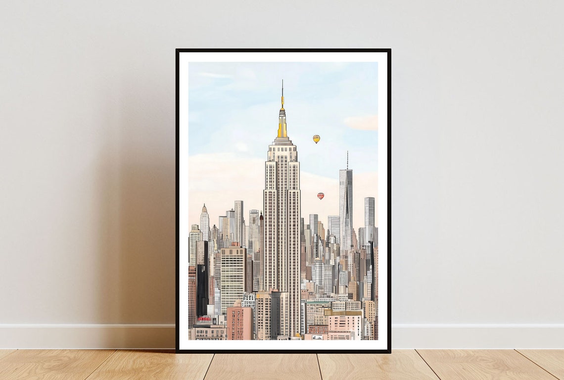 New York City Skyline with Empire State Building Pastel Poster
