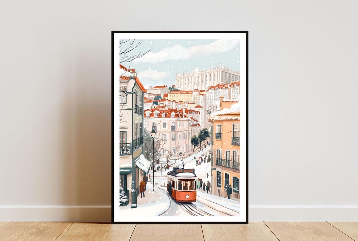 Lisbon Poster Lisbon Tram Print Portugal Wall Art Travel Poster Portugal Print Lisbon Portugal Print European Wall Art Christmas Art