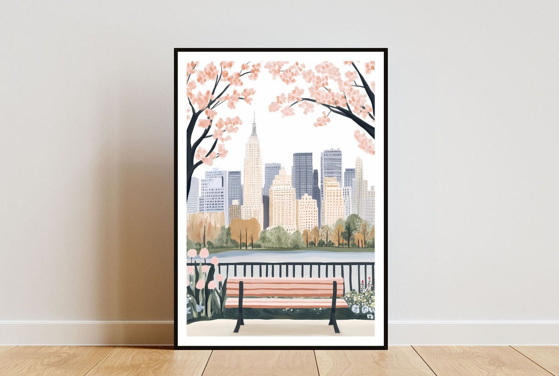 New York Poster New York Print America Wall Art New York Park Poster Usa Print Empire State Building Usa New York Art United States