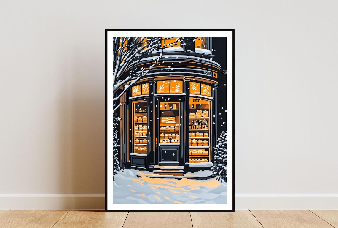 Patisserie Painting Retro Poster Coffee Print Coffee Wall Art Vintage Art Poster Cafe Shop Print Christmas Poster Bakery Poster