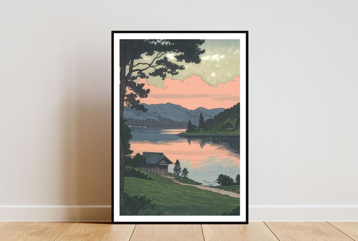 Vintage Japanese Countryside Poster Japanese Print Retro Japan Wall Art Japanese Poster Japan Countryside Print Retro Japanese Wall Art