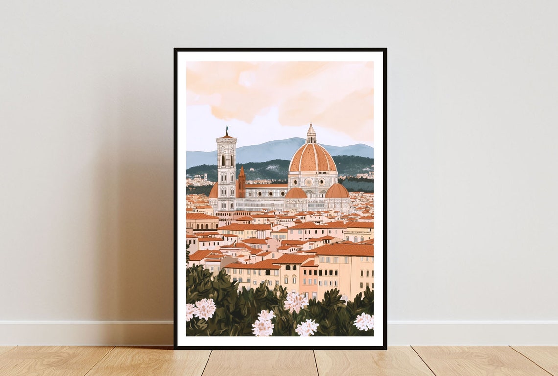 Florence Poster Florence Print Italy Wall Art Travel Poster Italy Print Florence Italy European Wall Art Pastel Art Europe Italian
