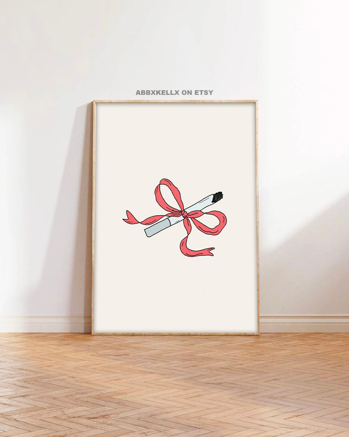 Cigarette Tied With Red Ribbon Bow Edgy Chic Doodle Art Poster