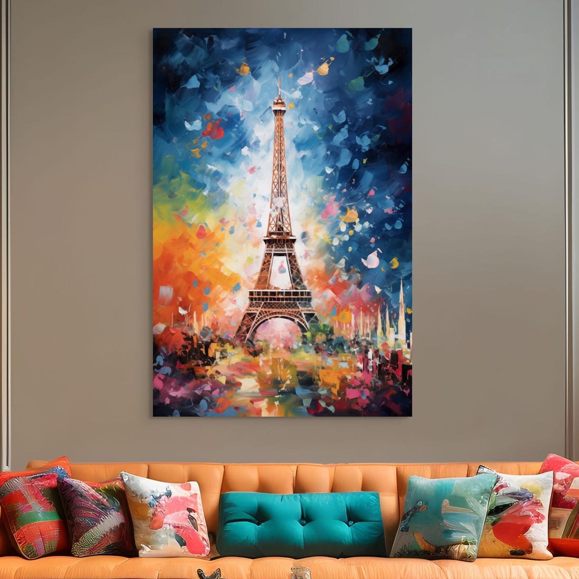 Abstract Eiffel Tower Paris Painting Poster in Bright Modern Colors - Image 5