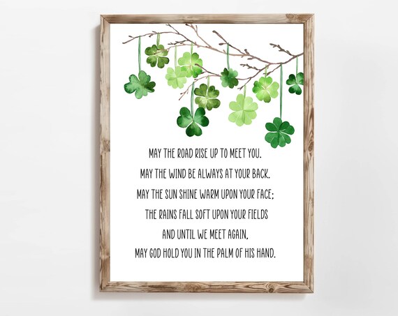 Irish Blessing May the Road Rise Up Shamrock Heritage Wall Poster