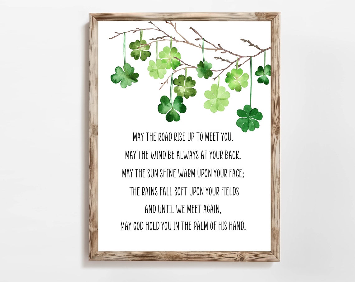 Irish Blessing May the Road Rise Up Shamrock Heritage Wall Poster