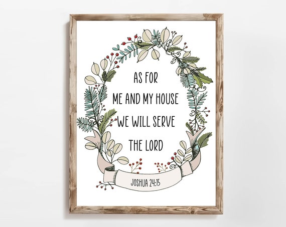As For Me And My House We Will Serve The Lord Joshua 2415 Woodland Diy Home Decor 5x7 8x10 11x14 16x20 Scripture Wall Art Bible Verse Sign