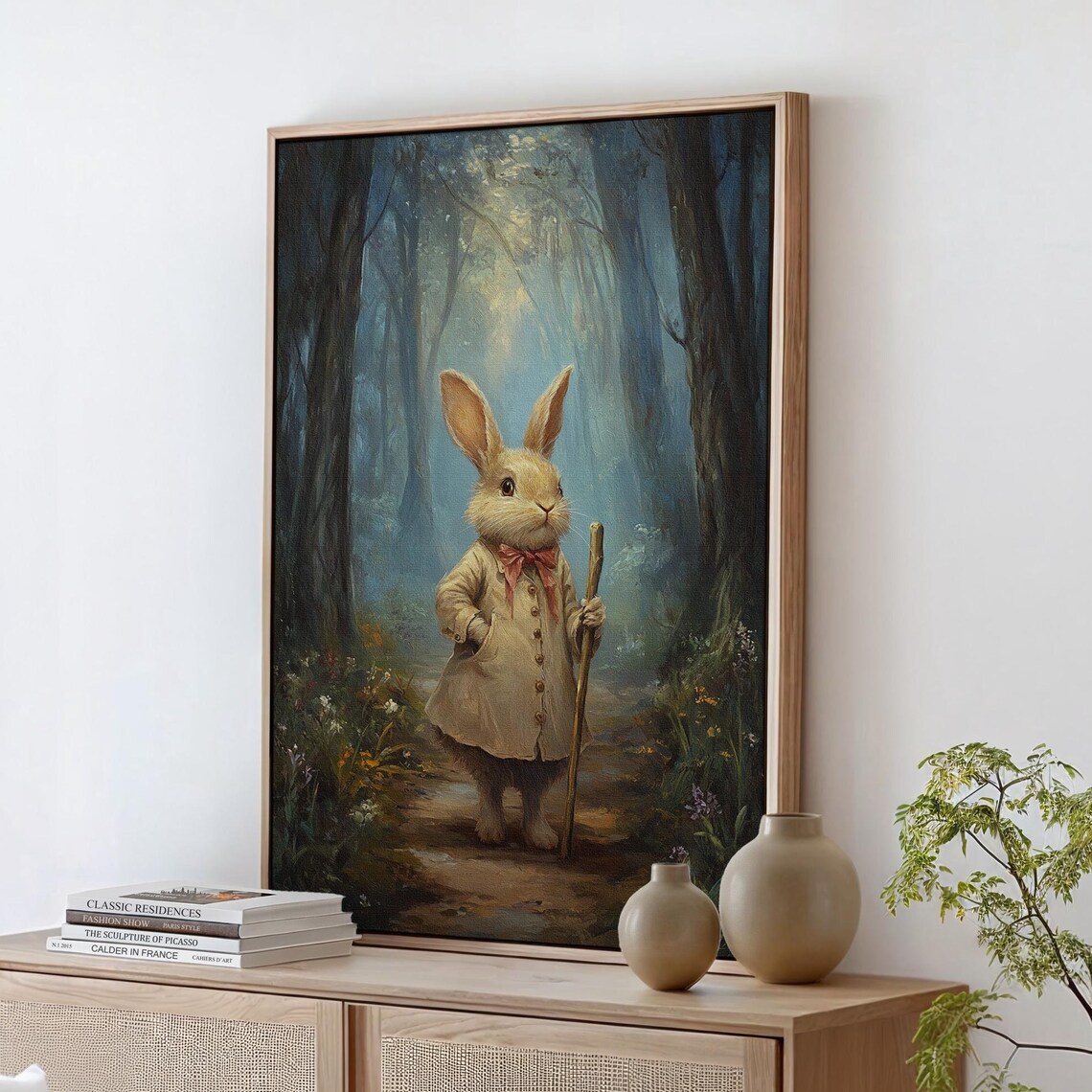 Whimsical Woodland Bunny Rabbit, Forest Path Decor