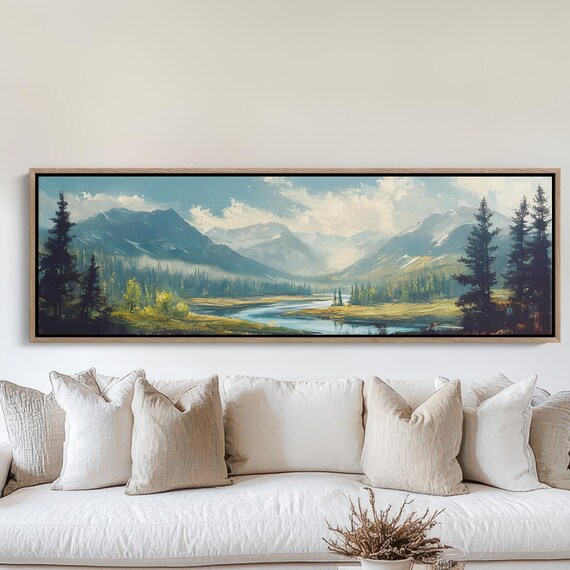 Mount Hood Majestic Landscape Wall Art Serene Mountain And River Scene Painting For Nature Lovers