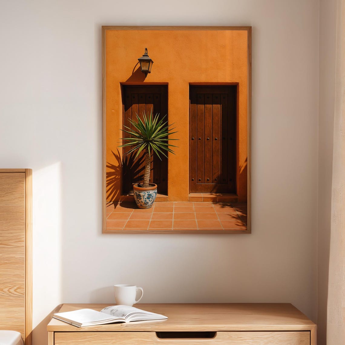 Terracotta Southwest Entryway Wooden Doors Lantern Decor Poster