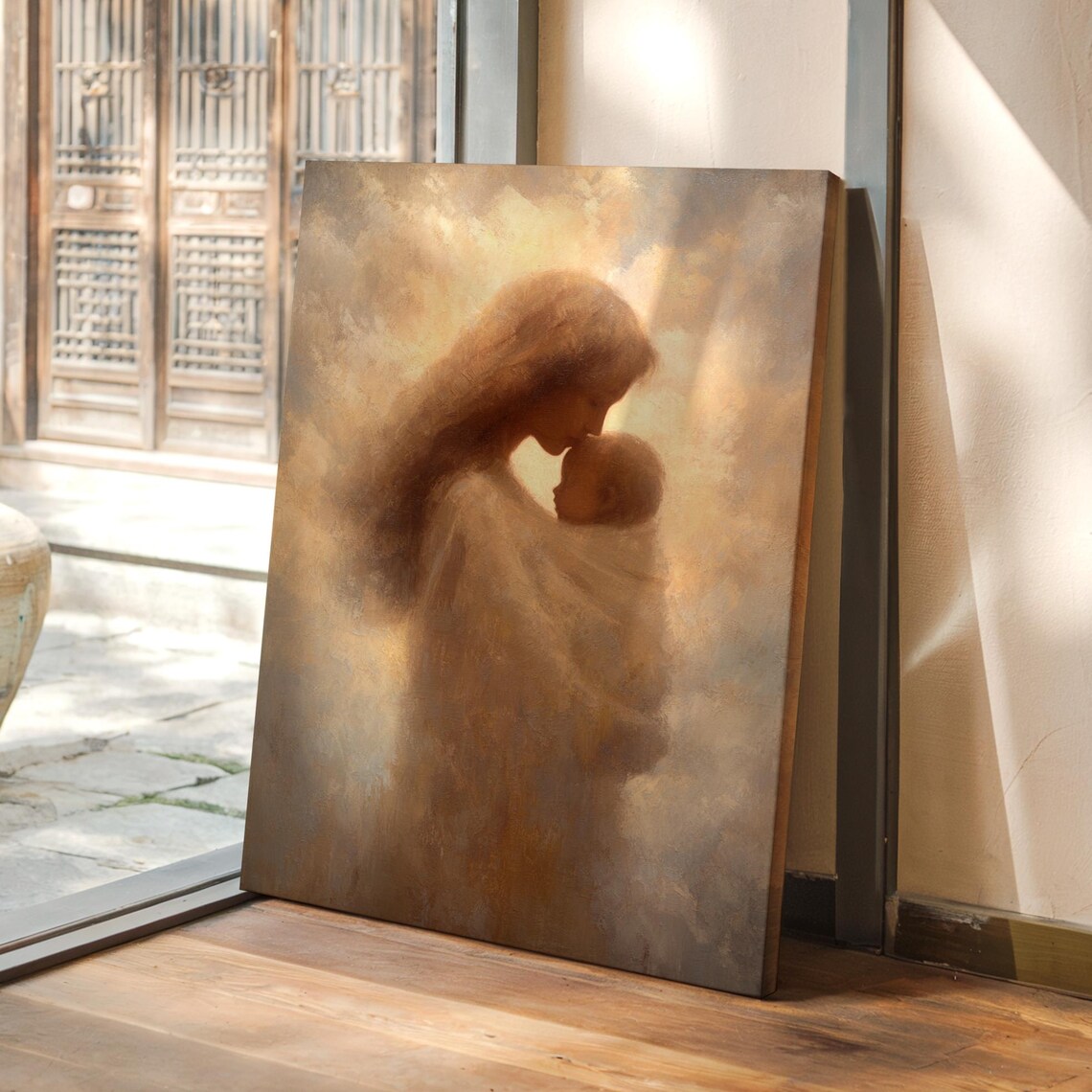 Tender Embrace Of Mother And Child Art Print