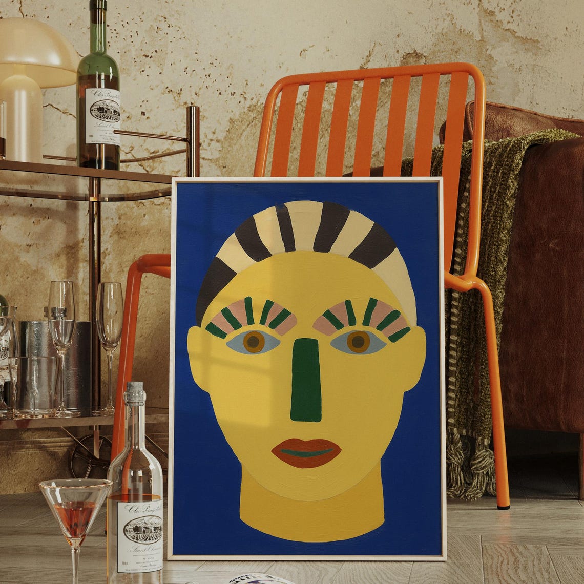Bold Abstract Face Modern Geometric Portrait Wall Art