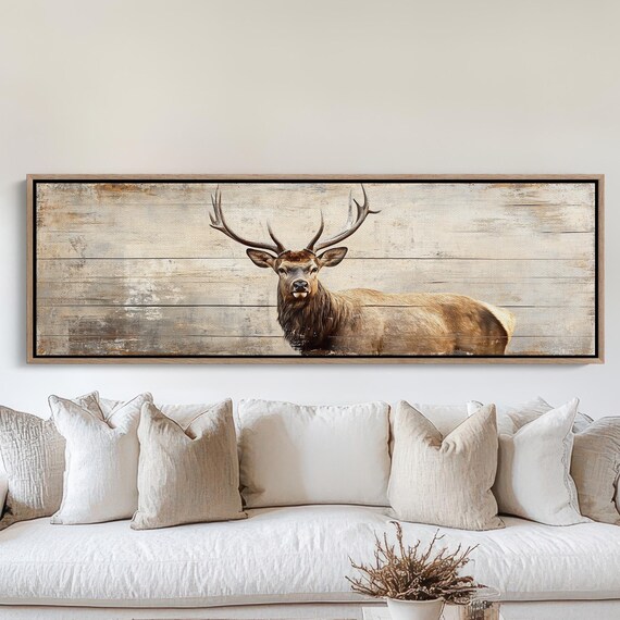 Rustic Deer Majestic Buck Weathered Wood Background Wildlife Poster