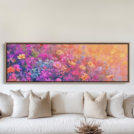 Vibrant Floral Art Abstract Wildflower Meadow Colorful Wall Decor Bold Flower Garden Spring Blossom Painting Floral Print