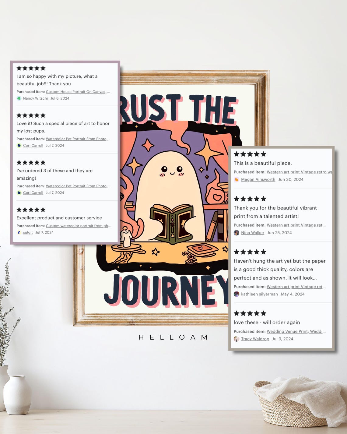 Trust The Journey Cute Ghost Tarot Card Reading Positive Quote Poster - Image 4