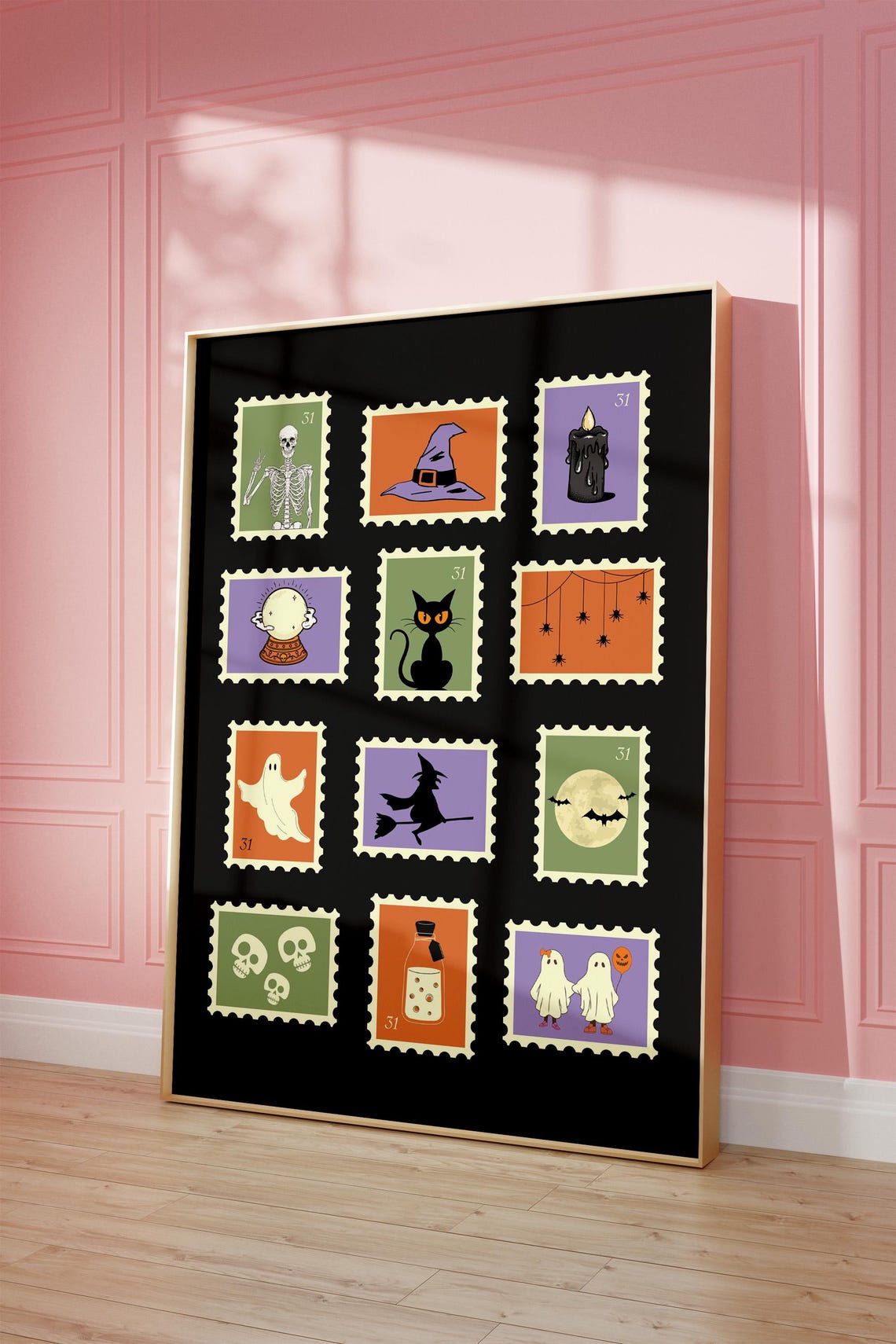 Halloween Vintage Stamps Poster Print