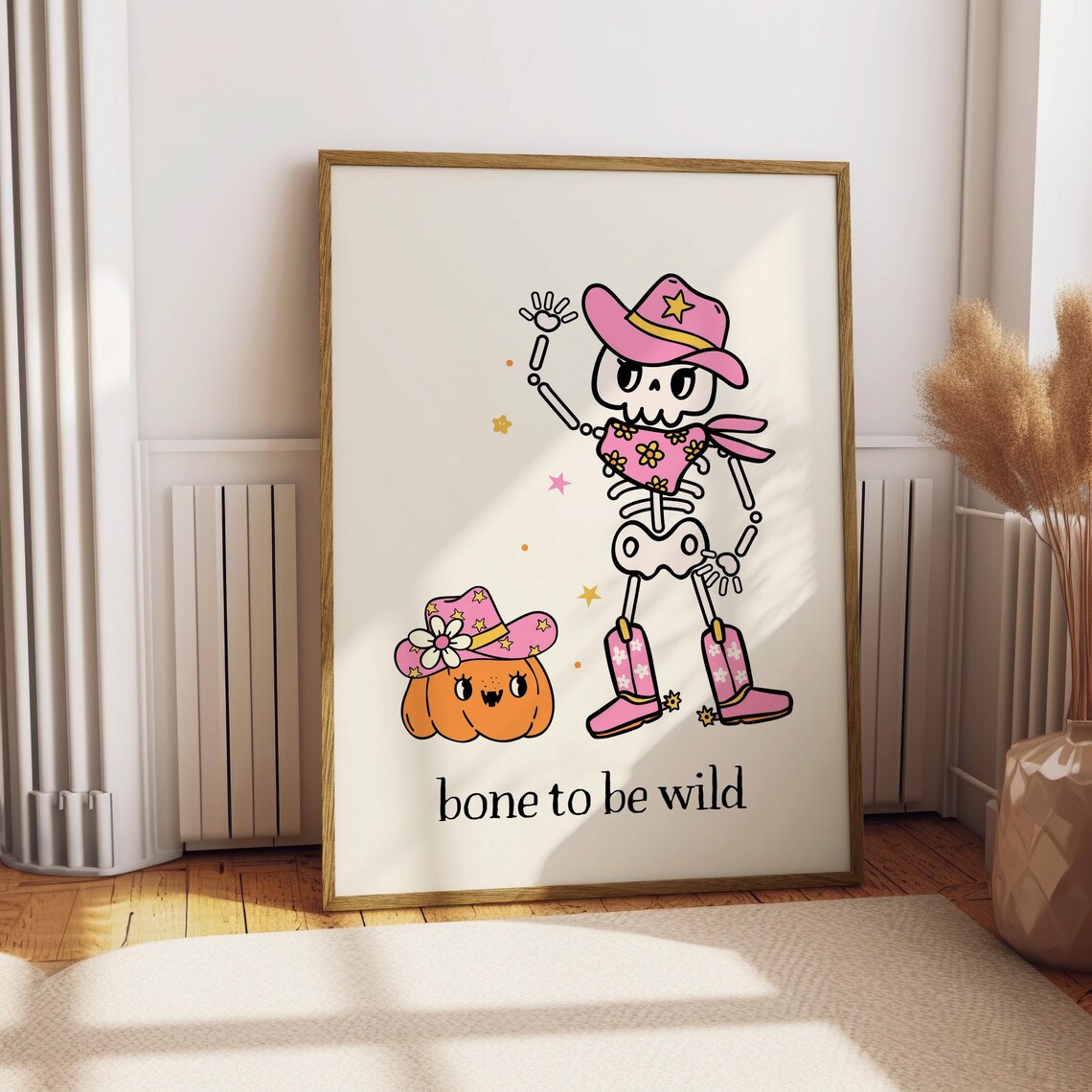 Halloween Cowgirl Retro Skeleton Art Print, Pastel Decor - Image 3