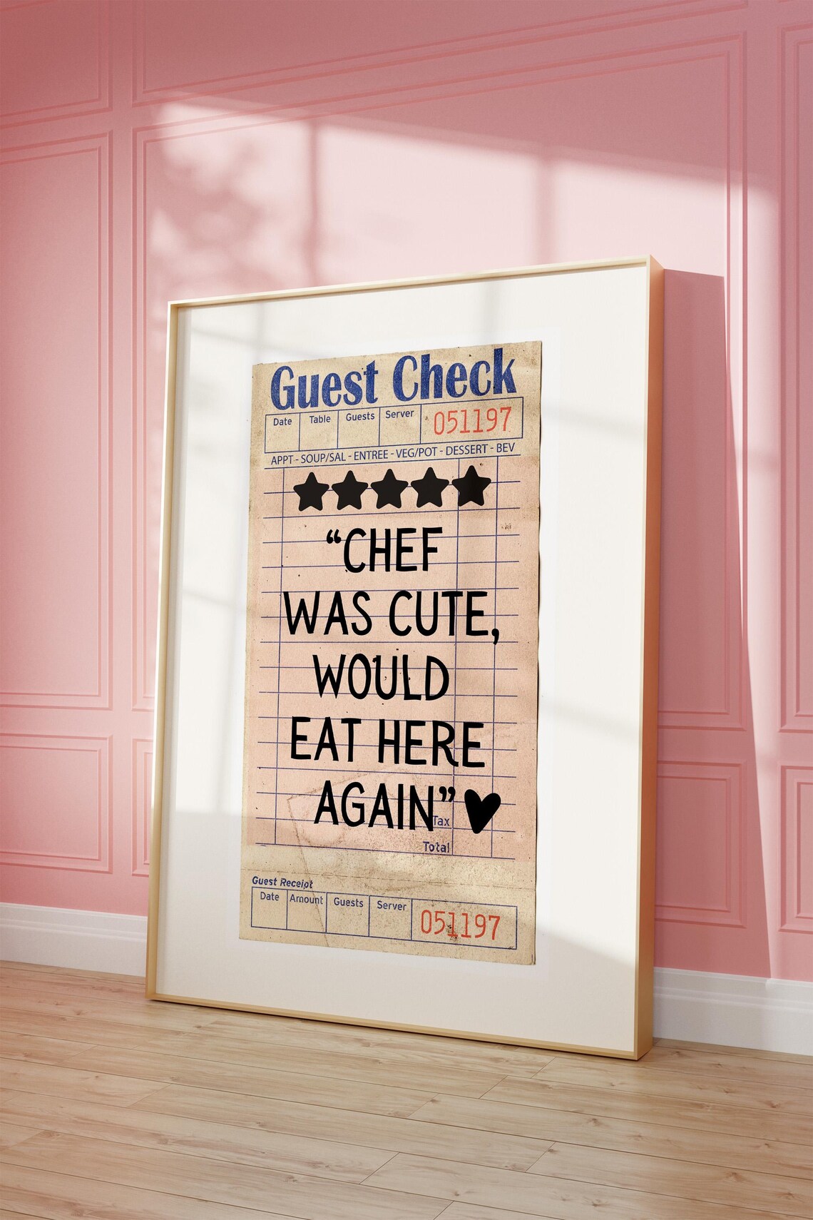 Guest Check Chef Was Cute Kitchen Decor, Poster