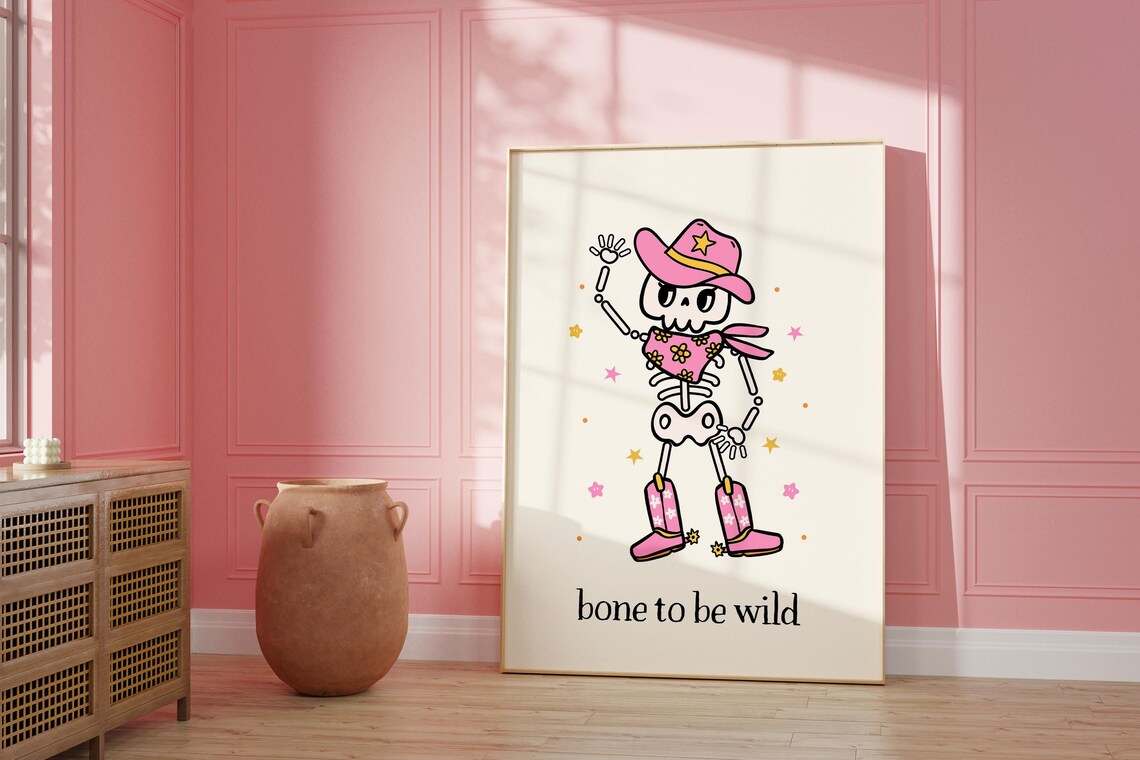 Cowgirl Halloween, Retro Skeleton Bone To Be Wild - Image 3