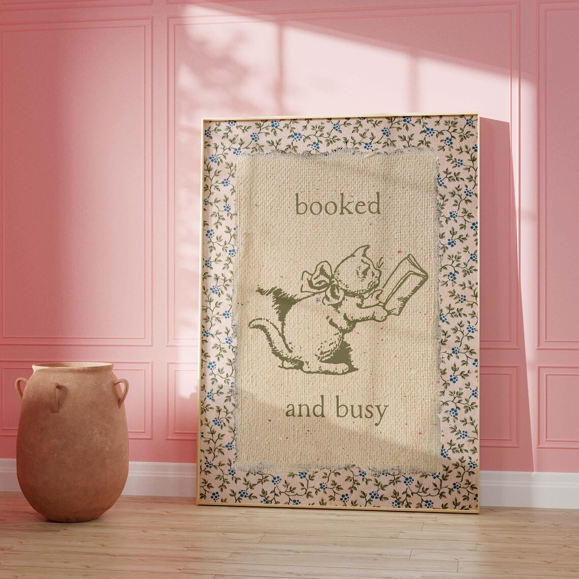 Vintage Book Art, Cute Reading Poster - Image 3